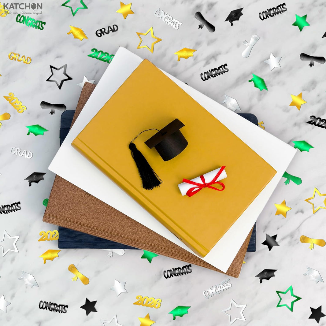 KatchOn, Congrats Grad Confetti 2026 - Pack of 1000, Green and Gold Graduation Decorations 2026 Graduation Confetti for Class of 2026 Decorations, 2026 Graduation Decorations, Graduation Party Decor