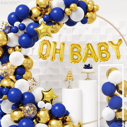 KatchOn, Gold Oh Baby Balloon - 16 Inch | Oh Baby Letter Balloons for Gender Reveal Decorations | Oh Baby Sign for Backdrop | Oh Baby Balloons for Baby Shower Decorations | Oh Baby Balloon Banner