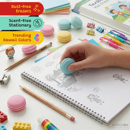 KatchOn Multicolor Macaron Erasers, Pack of 6, Back to School Supplies