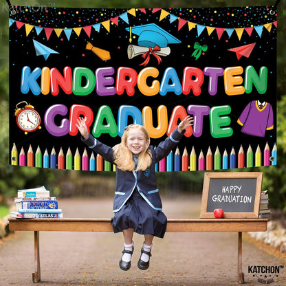 KatchOn, Cute Kindergarten Graduate Banner - Large, 72x44 Inch | Kindergarten Graduation Decorations Class of 2026 | Kindergarten Graduation Backdrop, Kindergarten Graduation Decorations 2026