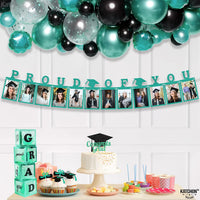 KatchOn, Teal Blue Graduation Photo Banner 2026 - Large 10 Feet | Proud of You Banner | Felt Graduation Picture Banner | Graduation Banner 2026 Personalized | Graduation Decorations 2026