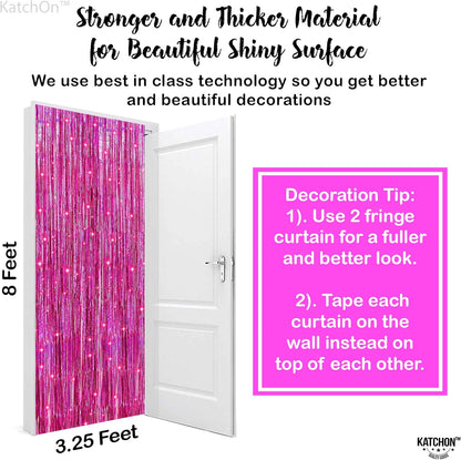 KatchOn, Sage Green Foil Fringe Curtain - 3.2x8 Feet, 2 Pcs | Sage Green Party Decoration supplies for Jungle Party Decorations | Wild One Birthday Decorations | Camp Bachelorette Decorations