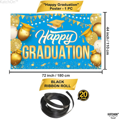KatchOn, Happy Graduation Banner Blue and Gold - XtraLarge 72x44 Inch | Graduation Backdrop 2026, Graduation Decorations 2026 | Congratulations Banner for 2026 Graduation Decorations
