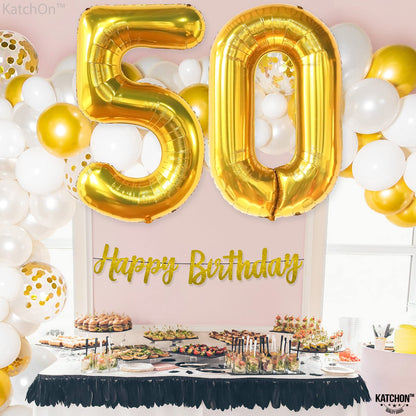 KatchOn, Giant Gold 50 Balloon Number - 40 Inch | 50th Anniversary Balloons for 50th Anniversary Decorations | 50th Birthday Balloons, 50th Birthday Decorations Men | 50th Birthday Decorations Women