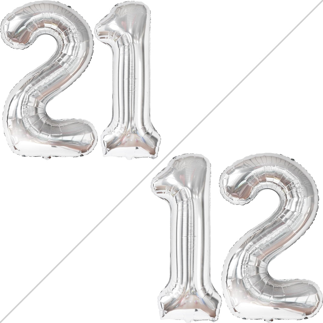 Silver Number 21 Foil Balloon - US