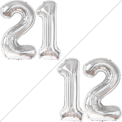 Silver Number 21 Foil Balloon - US