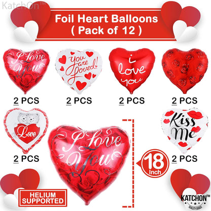 KatchOn, Big Teddy Bear Balloons Set - 23 Inch, Pack of 13 I Love You Balloons Heart Shaped Balloons and Valentines Balloons for Valentines Day Decorations, Anniversary Decorations, Valentines Decor