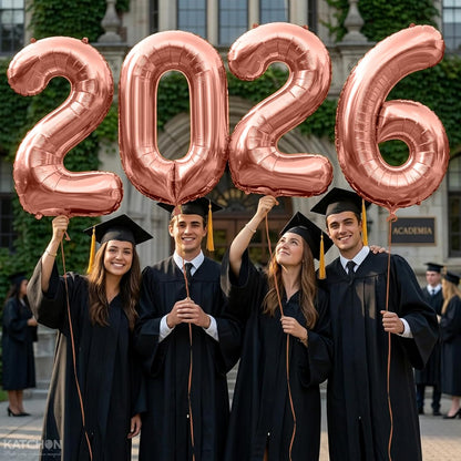 KatchOn, Giant Rose Gold 2026 Balloons - 42 Inch, Graduation Balloons | 2026 Balloon Numbers for Rose Gold 2026 Graduation Decorations | Class of 2026 Decoration, Grad Party Decorations 2026