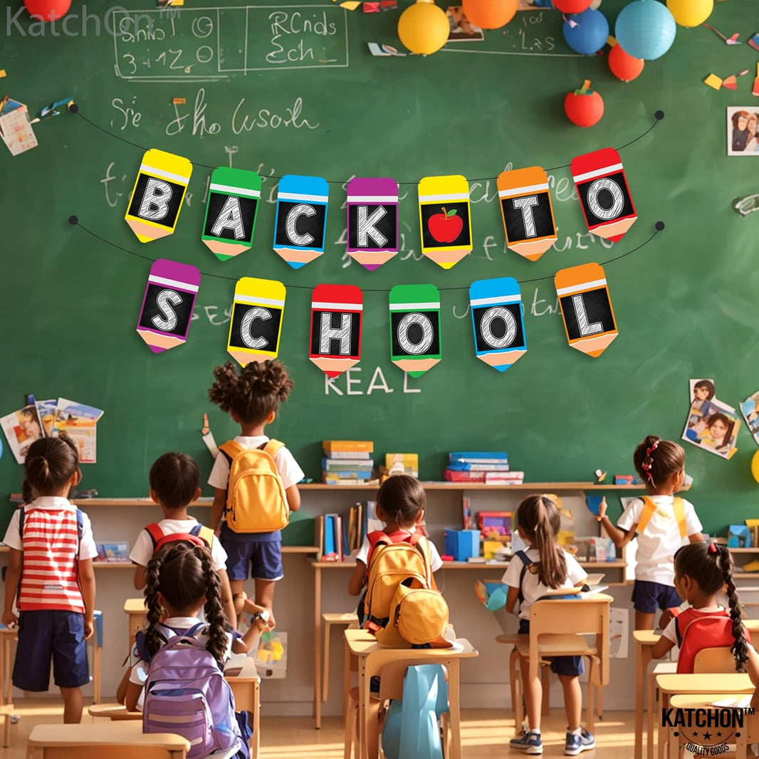 KatchOn Pre Strung Back To School Banner - 10 Feet, Classroom Decor