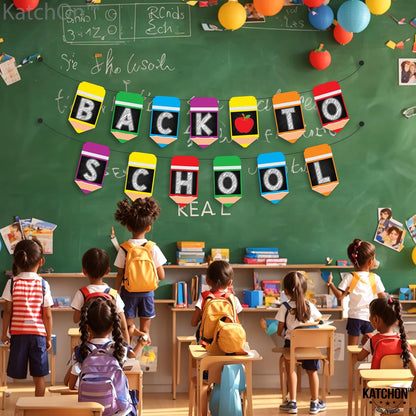 KatchOn Pre Strung Back To School Banner - 10 Feet, Classroom Decor