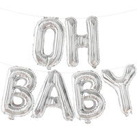 KatchOn, Silver Oh Baby Balloon - 16 Inch | Silver Oh Baby Balloons for Gender Reveal Decorations | oh baby Banner for Baby Shower Decorations | oh baby Balloons Letters