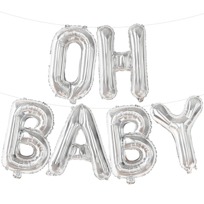 KatchOn, Silver Oh Baby Balloon - 16 Inch | Silver Oh Baby Balloons for Gender Reveal Decorations | oh baby Banner for Baby Shower Decorations | oh baby Balloons Letters