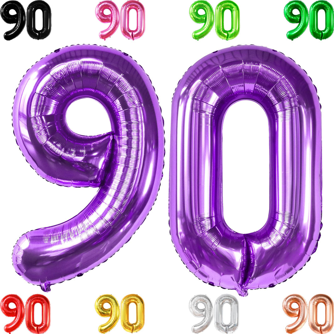 KatchOn, Big Purple 90 Balloon Number - 40 Inch | Purple 90th Birthday Balloon, 90th Birthday Decorations | Number 90 Birthday Balloon | 90th Birthday Balloons, 90th Birthday Party Decor
