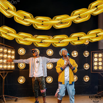 KatchOn, Big Gold Chain Balloons Garland - 16 Inch, Pack of 30 | Gold Chain Link Balloons for 90s Party Decorations | Hip Hop Party Decorations | Chain Balloons Gold for Buchona Party Decorations