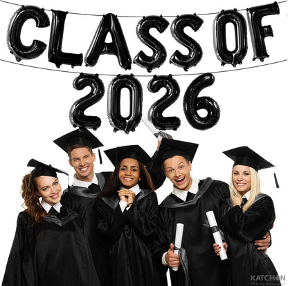 KatchOn, Black Class of 2026 Balloons - 16 Inch | Graduation Balloons Banners | Black Graduation Decorations 2026 | Class of 2026 Banner for Class of 2026 Decorations, Graduation Party Decorations