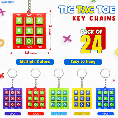 KatchOn Tic Tac Toe Game Keychains - Pack of 24 | Christmas Party Favors for Kids 4-8, 8-12, Thanksgiving Goodie Bag Stuffers, Travel Games for Kids, Classroom Prizes | Christmas Gifts for Kids
