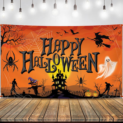 KatchOn Orange Happy Halloween Banner 72x44 Inch