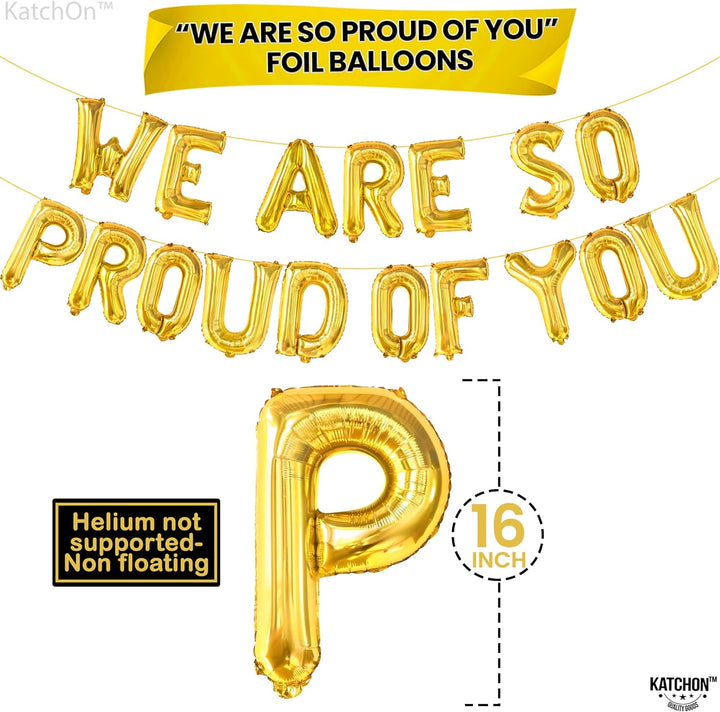 KatchOn, Gold We Are So Proud of You Balloons - 16 Inch, Graduation Latex and Confetti Balloons | Congratulations Balloons, Gold Graduation Decorations Class of 2024 | Gold 2024 Graduation Decorations
