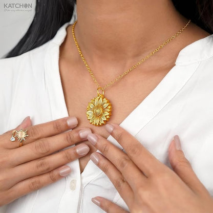 KatchOn, Sunflower Necklaces for Women – You Are My Sunshine Necklace, Hidden Message Pendant | Valentines Day Gifts for Her, Birthday Gifts for Women, Mom, Daugther, Girlfriend | Galentines Gifts