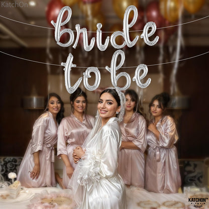 KatchOn, Silver Bride To Be Balloons Script - 16 Inch | Bride To Be Sign for Bachelorette Party Decorations | bride Balloons, Bridal Shower Decorations | bachelorette Party