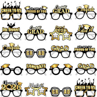KatchOn Black & Gold Graduation Glasses - Pack of 20, Class of 2026 Photo Props, Graduation Party Favors, Graduation Decorations 2026
