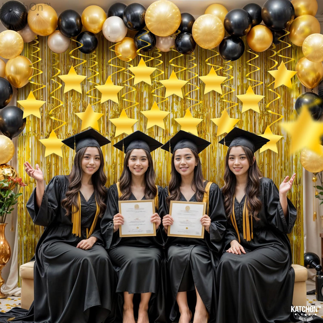 KatchOn, Gold Star Hanging Swirls - Pack of 30, No DIY | Gold Star Decorations for Party | Hanging Stars Decoration for Birthday, Wedding, Anniversary, Hollywood Theme Party Decoration