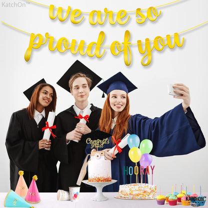 Gradauation Decorations 2026, We are So Proud of You Banner - 10 Feet, No DIY | Gold Grad Banner for 2026 Graduation Decorations | College Graduation Decorations - Katchon