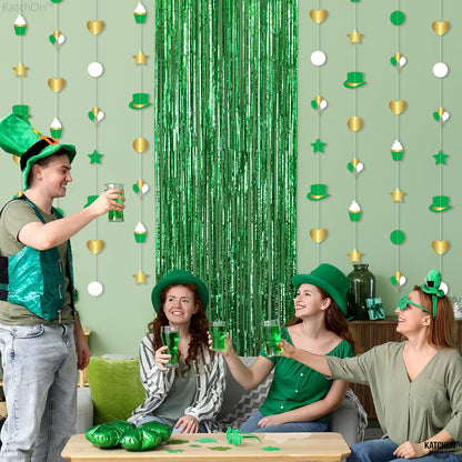 KatchOn, Shiny St Patricks Day Garland - 9 Strings, No DIY | St Patricks Day Backdrop for St Patricks Day Decorations | Shamrock Decorations | St Patricks Garland for Saint Patricks Day Decorations