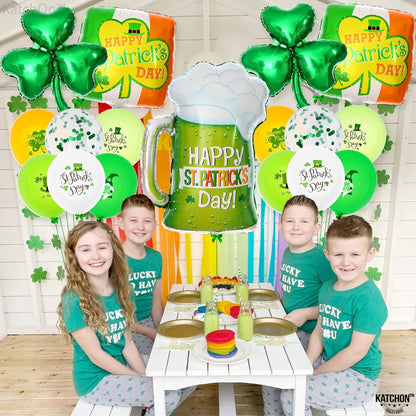 KatchOn, St Patricks Day Balloons 25 Pieces - St Patricks Day Decorations | Shamrock Balloons, Saint Patricks Day Decorations | St Patricks Balloons Garland, Clover Balloons | Shamrock Decorations