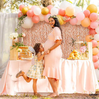 KatchOn, XtraLarge Wave Rose Gold Fringe Curtain - 6.4x8 Feet, Pack of 2 | Rose Gold Backdrop for Bachelorette Party Decorations | Rose Gold Streamers, Rose Gold Decorations | Rose Gold Party Supplies