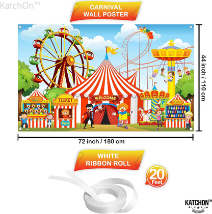 KatchOn, XtraLarge, Carnival Backdrop for Carnival Decorations - 72x44 Inch | Carnival Theme Party Decorations | Carnival Games Banner for Circus Theme Party Decorations | Circus Party Decorations