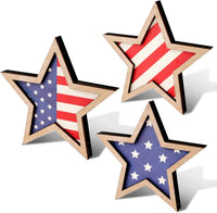 KatchOn, 4th of July Decorations | 4th of July Wooden Star Signs - 5.1x5.5 inches Pack of 6 | Flag Day Decorations, Patriotic Memorial Day Table Decorations for Home Office Table Shelf Decorations