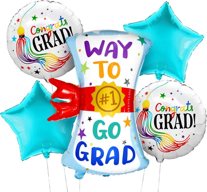 Graduation Decorations 2026 | Kindergarten Graduation Balloons - Pack 5 | Congrats Grad Balloon, Kindergarten | Pre K Graduation Decorations, Pre School Graduation Decorations, KatchOn