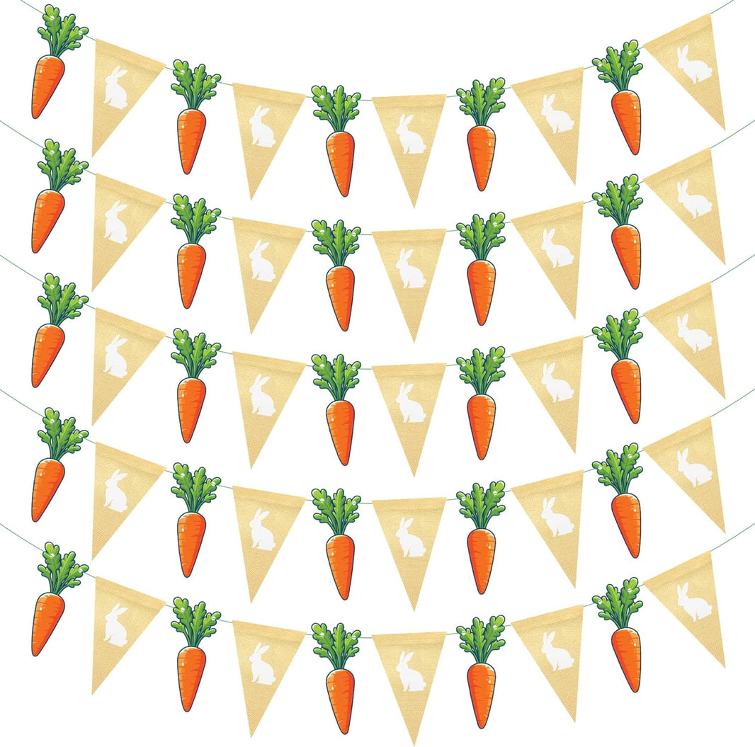 katchon easter burlap banner pack of 5 bunny garland carrot and bunny banner easter garland for mantle easter decor easter garland decorations easter decorations for home