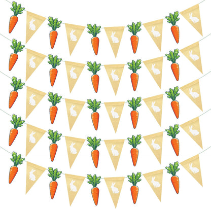 katchon easter burlap banner pack of 5 bunny garland carrot and bunny banner easter garland for mantle easter decor easter garland decorations easter decorations for home