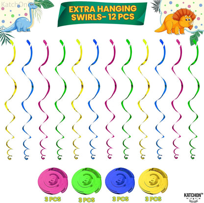 KatchOn, Hanging Dinosaur Decorations for Birthday Party - Pack of 42, No DIY | Dinosaur Hanging Swirls | Dinosaur Birthday Party Supplies | Dinosaur Party Decorations | Dinosaur Classroom Decorations