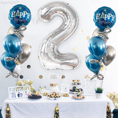 KatchOn, Big Silver Number 2 Balloon - 40 Inch | Silver 2 Balloon Number | Two The Moon Balloons, Two The Moon Birthday Decorations Girl | Number Balloons for Wedding Anniversary