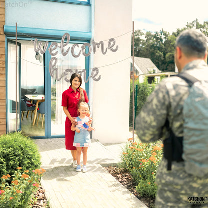 KatchOn, Silver Welcome Home Balloons Decorations - 16 Inch | Welcome Home Banner Balloon | Welcome Back Balloons | Welcome Home Decorations for Homecoming Decorations | Housewarming Party Decoration
