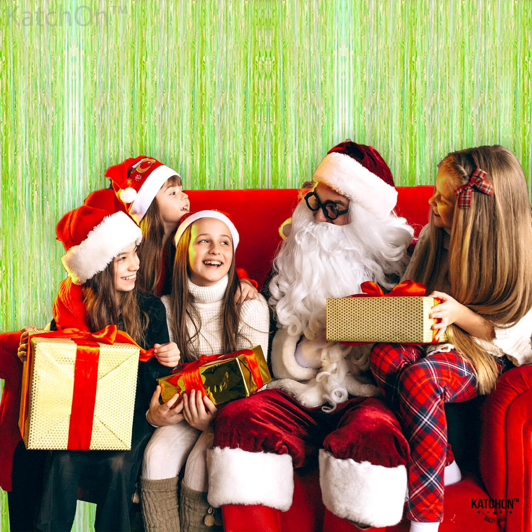 KatchOn, Neon Green Fringe Curtain | Lime Green Streamers for Margs and Matrimony Bachelorette Decorations | Green Tinsel Backdrop for Neon Party Decoration, Glow Party and Halloween Decorations