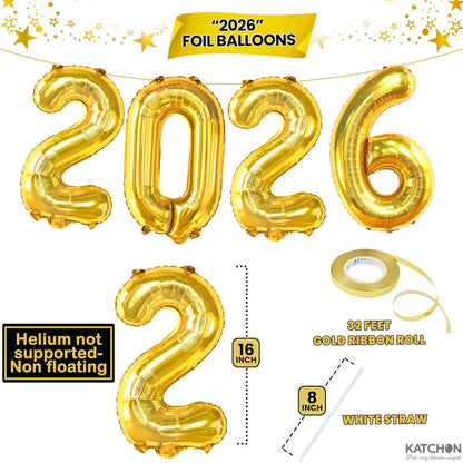Graduation Decorations 2026 Graduation Balloons Set - Pack of 11 | Big, 28 Inch, Grad Cap Balloon | Gold 2026 Balloons, Class of 2026 Decorations | Congrats Grad Balloon | KatchOn