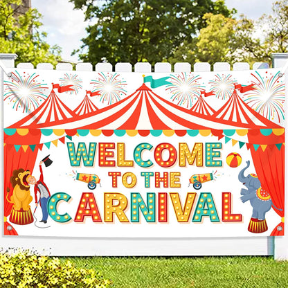 KatchOn, XtraLarge Welcome To The Carnival Backdrop  72x44 Inch | Circus Theme Party Decorations, Carnivals Banner for Carnival Decorations, Funfair or Circus Birthday Party Decor