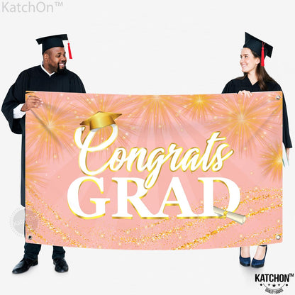 Graduation Decorations 2026 Congrats Grad Banner Rose Gold - 72x44 Inch | Graduation Banner for Class of 2026 Decorations | Rose Gold Graduation Party Decorations 2026, KatchOn