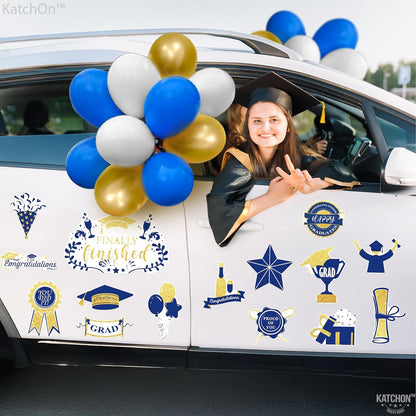 KatchOn, Blue and Gold Graduation Car Magnets with Balloons - Pack of 45 | Car Graduation Decorations Class of 2026 | Car Magnet Decorations for Parade, Car Decorations for Graduation Decorations 2026