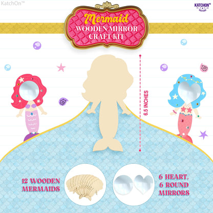KatchOn, Mermaid Mirror Craft Kit for Kids - 40 Piece Complete Set | Mermaid Party Favors, DIY Paint Wooden Hand Mirror for Girls | Birthday Party Favors, Classroom Prizes | Christmas Gifts for Kids