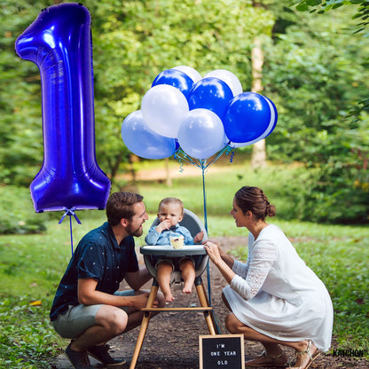 KatchOn, Blue 1 Number Balloon for First Birthday - Big,40 Inch | Blue Number 1 Balloon for First Birthday | Navy Blue Number One Balloon | 1st birthday decorations Boy