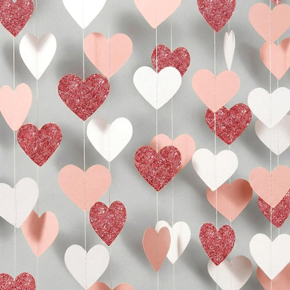 KatchOn, Felt Heart Garland for Valentines - Pack of 6 | Hanging Hearts Decorations | Valentine Hanging Garland for Valentines Day Decorations | Valentines Day Garland | Galentines Day Decorations
