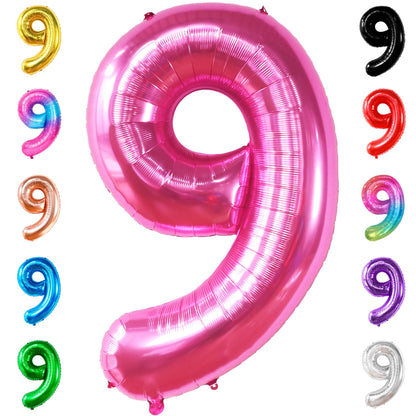 KatchOn, Giant Hot Pink Number 9 Balloon - 40 Inch | Foil 9 Birthday Balloon for 9th Birthday Decorations | 9th Anniversary Decoration | Hot Pink Party Decoration