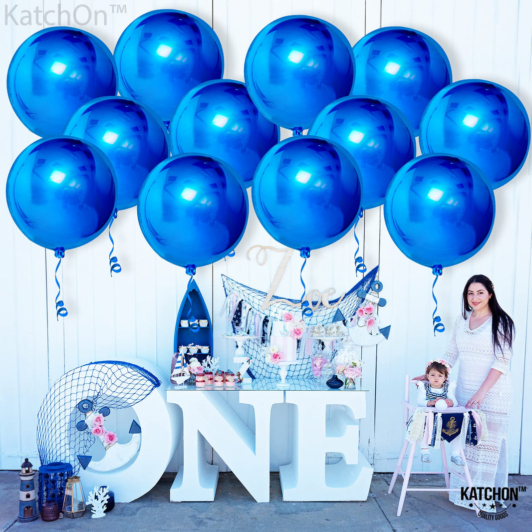KatchOn, Large Royal Blue Balloons - 22 Inch, Pack of 12 | Royal Blue Mylar Balloons, Royal Blue Foil Balloons for Shark Birthday Decorations | Royal Blue Metallic Balloons for Blue Party Decorations