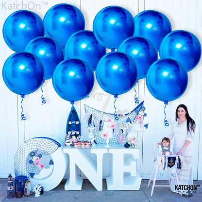 KatchOn, Large Royal Blue Balloons - 22 Inch, Pack of 12 | Royal Blue Mylar Balloons, Royal Blue Foil Balloons for Shark Birthday Decorations | Royal Blue Metallic Balloons for Blue Party Decorations