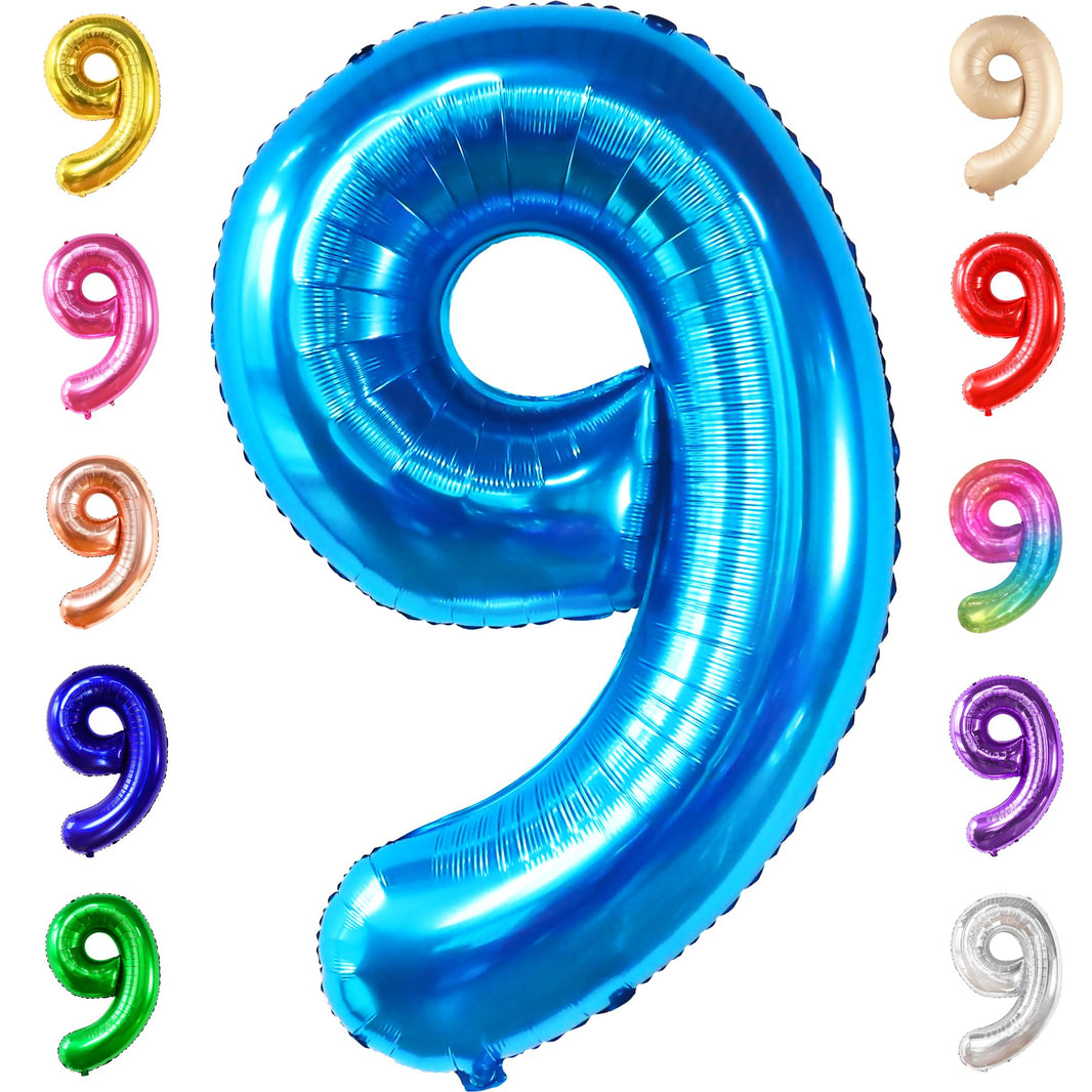 KatchOn, Giant Blue Number 9 Balloon - 40 Inch | Foil 9 Birthday Balloon for 9th Birthday Decorations | 9th Anniversary Decoration | Blue Party Decoration